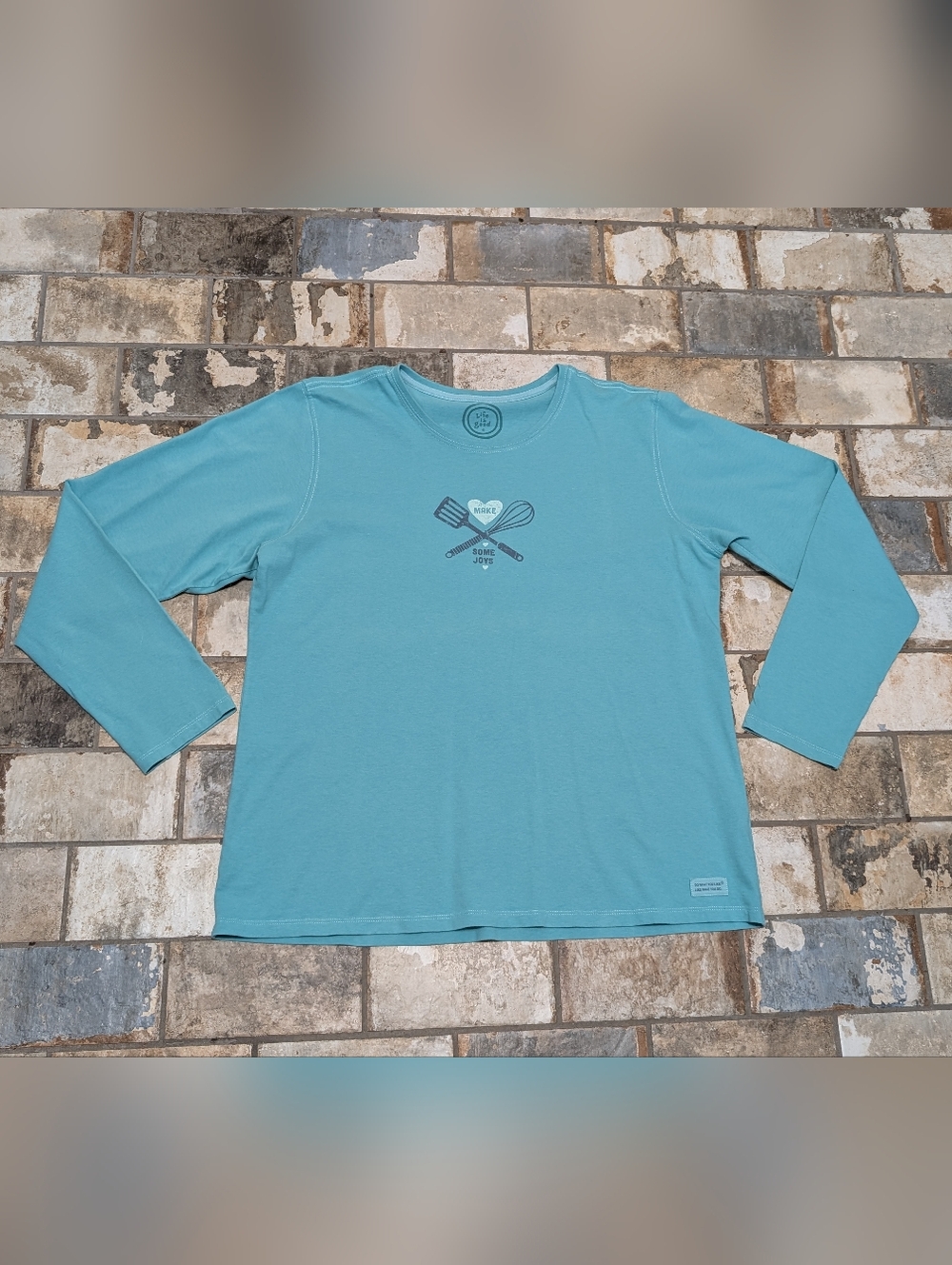 Life is Good Women’s XL Blue Long Sleeve "Make Some Joy" Shirt Soft Tee XL